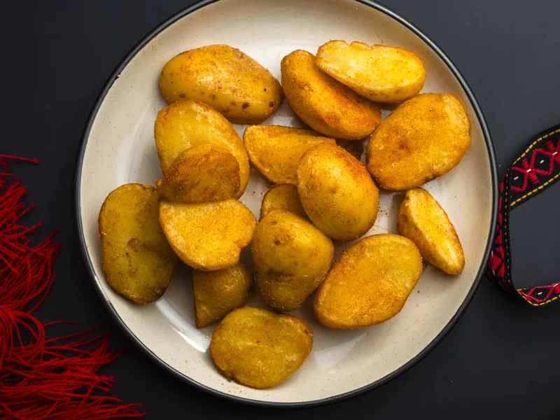 Oven-roasted potatoes, side dish at Trafika