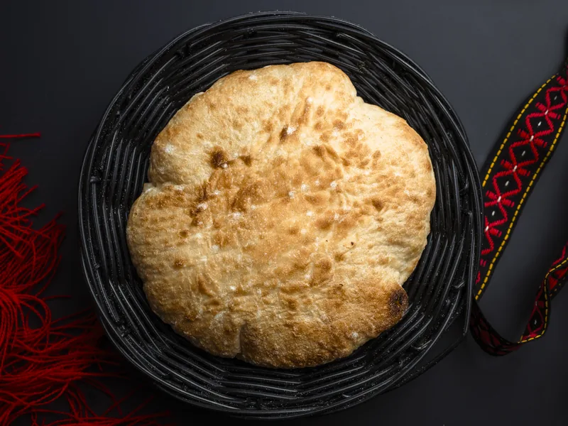 Freshly baked flatbread, at Trafika Restaurant
